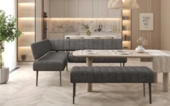 Essbank-Set Montero aus robustem Stoff mit Metallbeinen