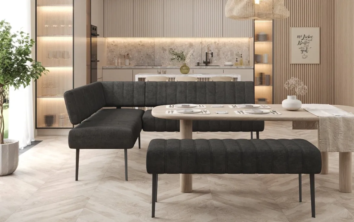Essbank-Set Montero aus robustem Stoff mit Metallbeinen