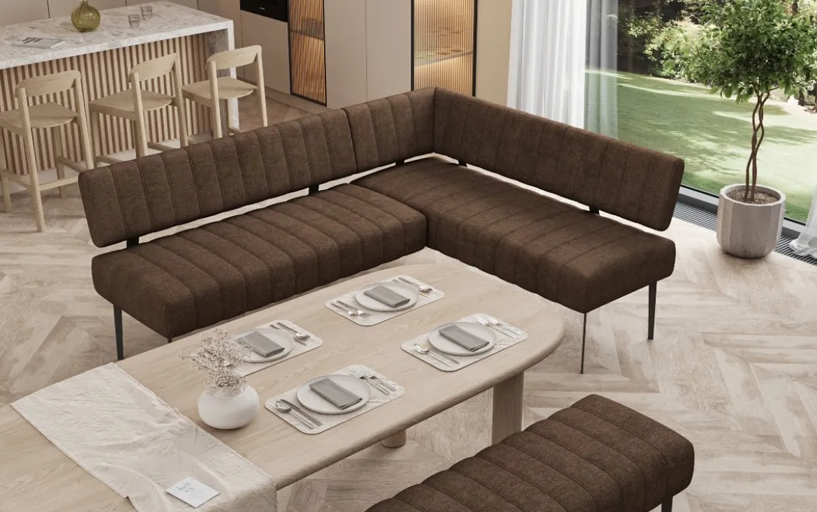 Essbank-Set Montero aus robustem Stoff mit Metallbeinen