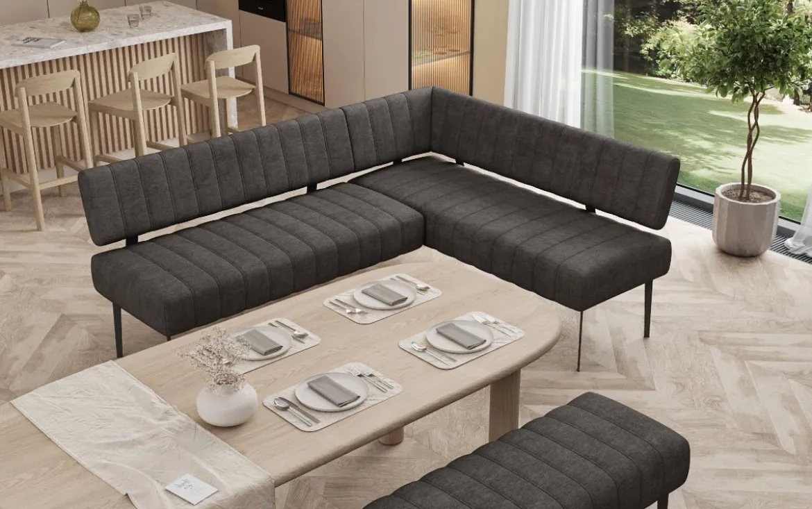 Essbank-Set Montero aus robustem Stoff mit Metallbeinen