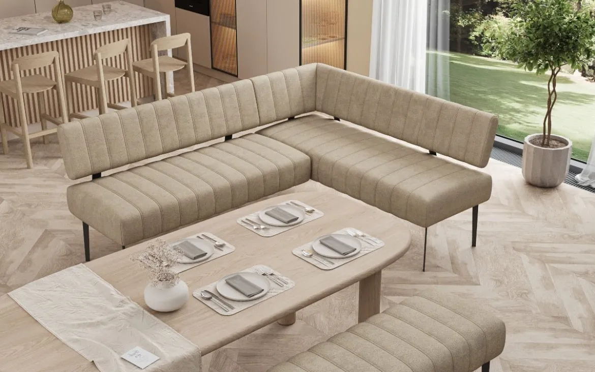 Essbank-Set Montero aus robustem Stoff mit Metallbeinen