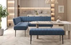 Essbank-Set Montero aus wasserabweisendem Samt mit Metallbeinen