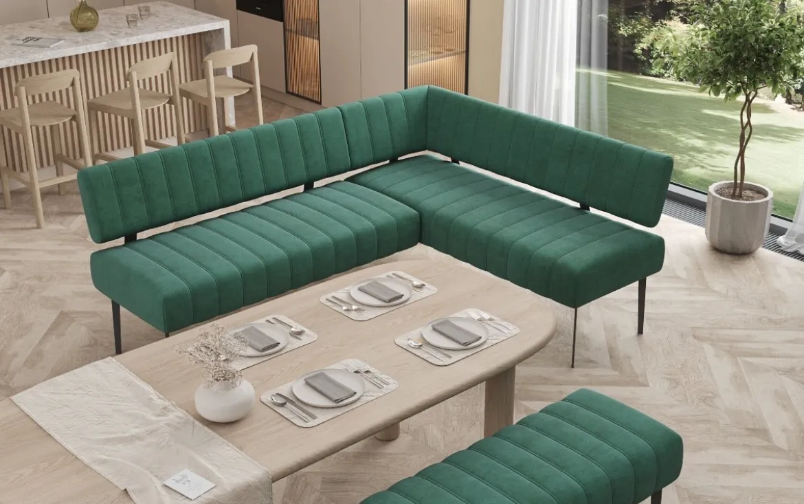 Essbank-Set Montero aus wasserabweisendem Samt mit Metallbeinen