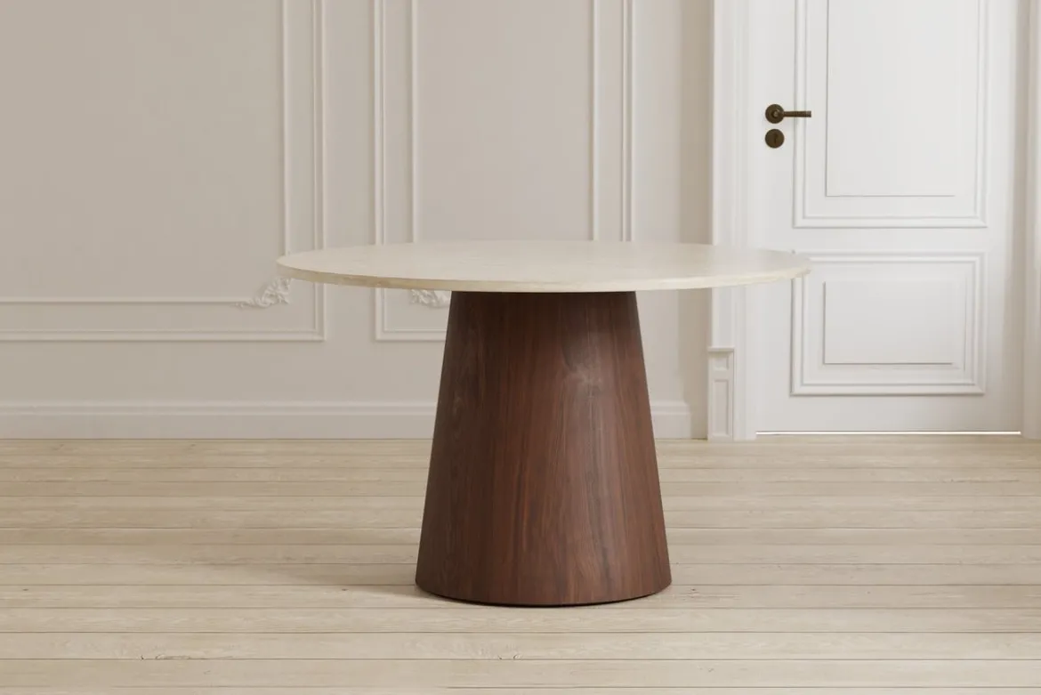 Esstisch Darian - in Beige & Mokka mit MDF-Gestell