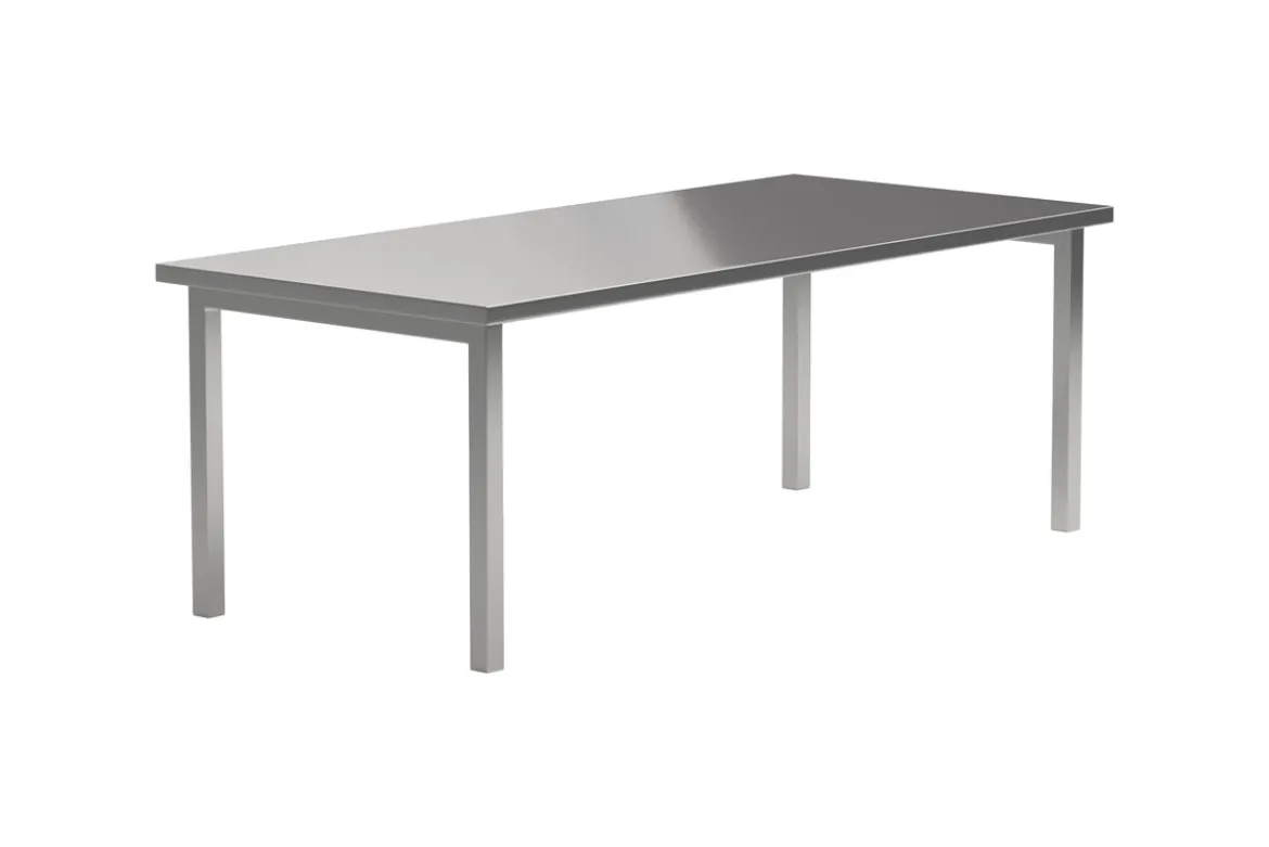 Esstisch Luan - in Silber mit Edelstahl-Oberfläche