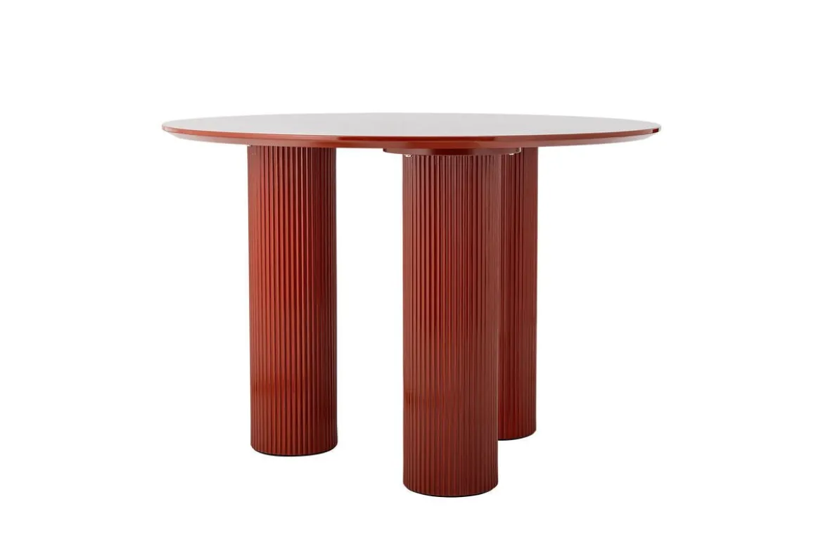 Esstisch Rufia – Skulpturales Design in Rot