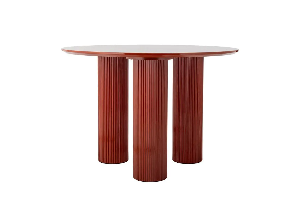 Esstisch Rufia – Skulpturales Design in Rot
