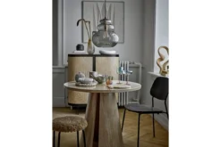 Esstisch Travio – Rundes Design im Travertin-Look