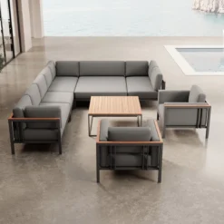 Euphoria – Ecklounge & 2 Loungesessel mit Tisch aus Aluminium | Aevora™ Kollektion