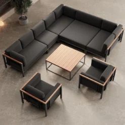 Euphoria – Ecklounge & 2 Loungesessel mit Tisch aus Aluminium | Aevora™ Kollektion