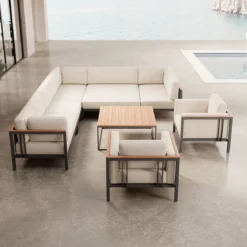 Euphoria – Ecklounge & 2 Loungesessel mit Tisch aus Aluminium | Aevora™ Kollektion