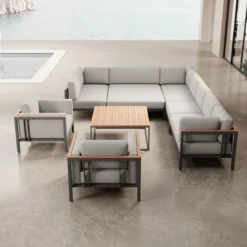 Euphoria – Ecklounge & 2 Loungesessel mit Tisch aus Aluminium | Aevora™ Kollektion