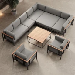 Euphoria – Ecklounge & 2 Loungesessel mit Tisch aus Aluminium | Aevora™ Kollektion