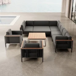 Euphoria – Ecklounge & 2 Loungesessel mit Tisch aus Aluminium | Aevora™ Kollektion