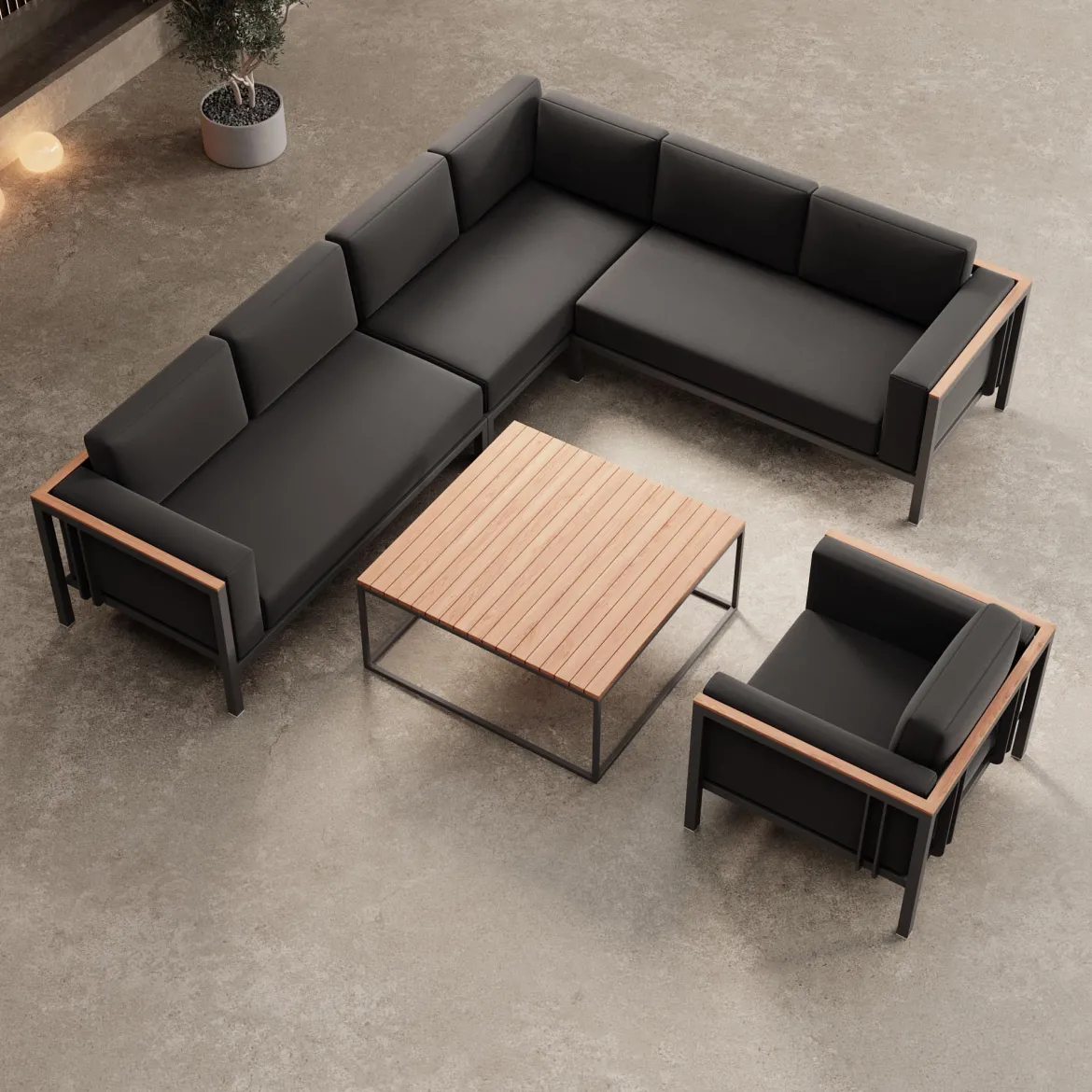 Euphoria – Ecklounge, Loungesessel & Tisch aus Aluminium | Aevora™ Kollektion