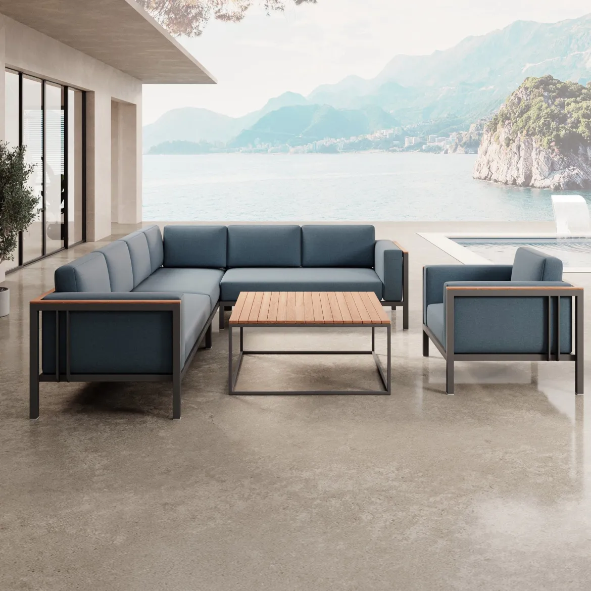 Euphoria – Ecklounge, Loungesessel & Tisch aus Aluminium | Aevora™ Kollektion