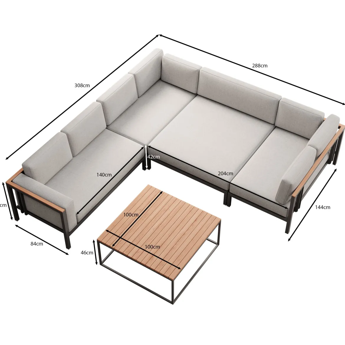 Euphoria – Ecklounge & Tisch aus Aluminium | Aevora™ Kollektion
