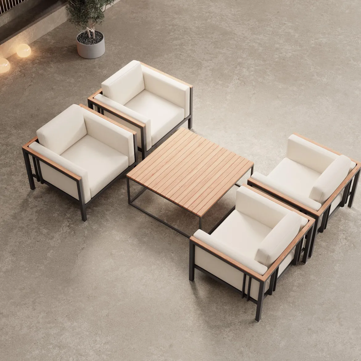 Euphoria – 4 Loungesessel & Tisch aus Aluminium | Aevora™ Kollektion