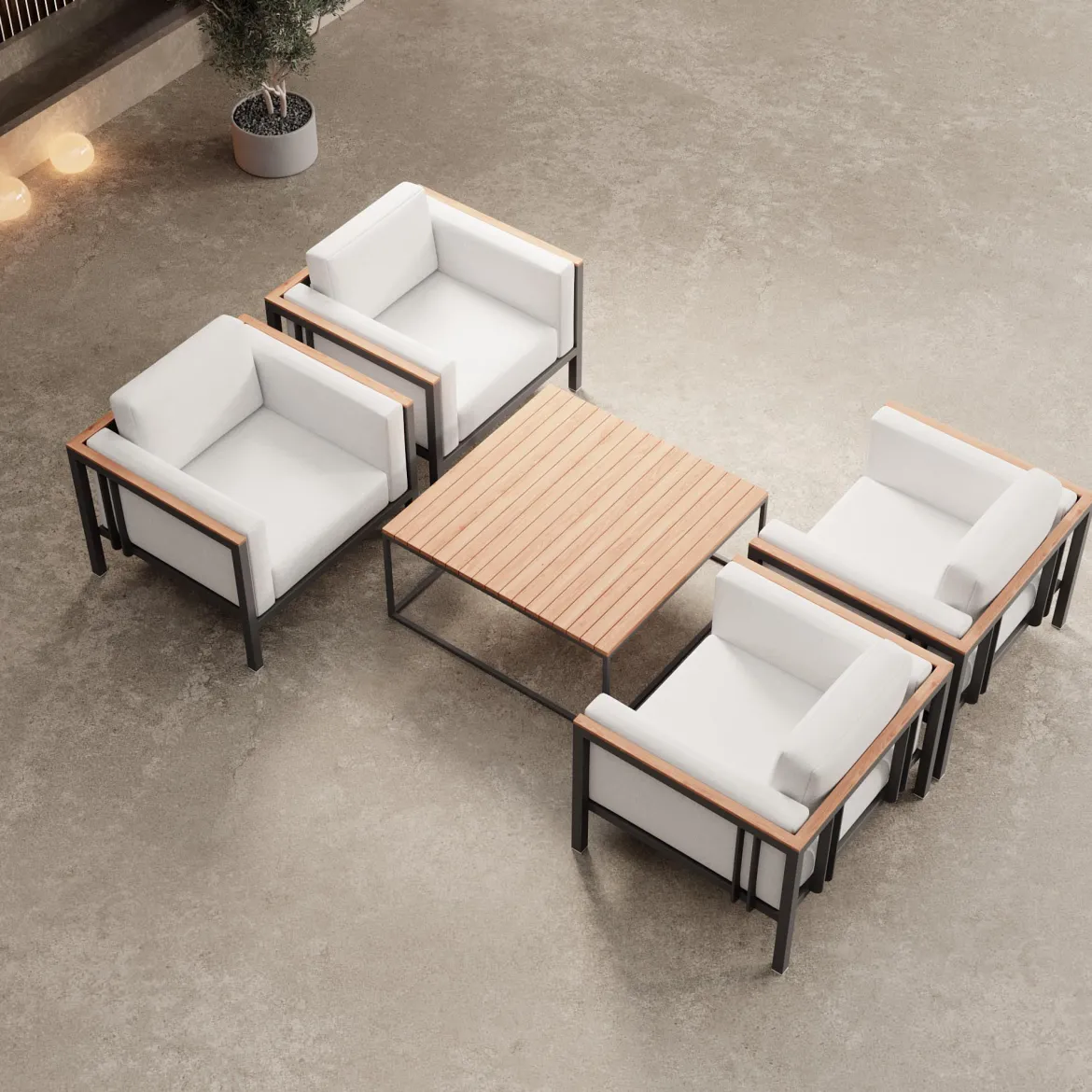 Euphoria – 4 Loungesessel & Tisch aus Aluminium | Aevora™ Kollektion