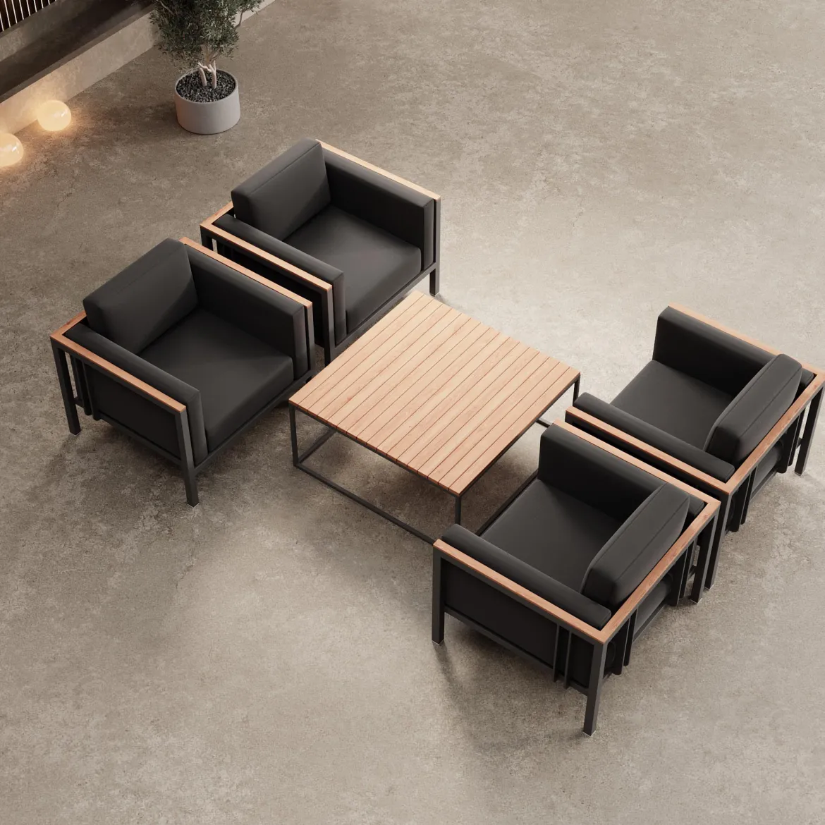 Euphoria – 4 Loungesessel & Tisch aus Aluminium | Aevora™ Kollektion