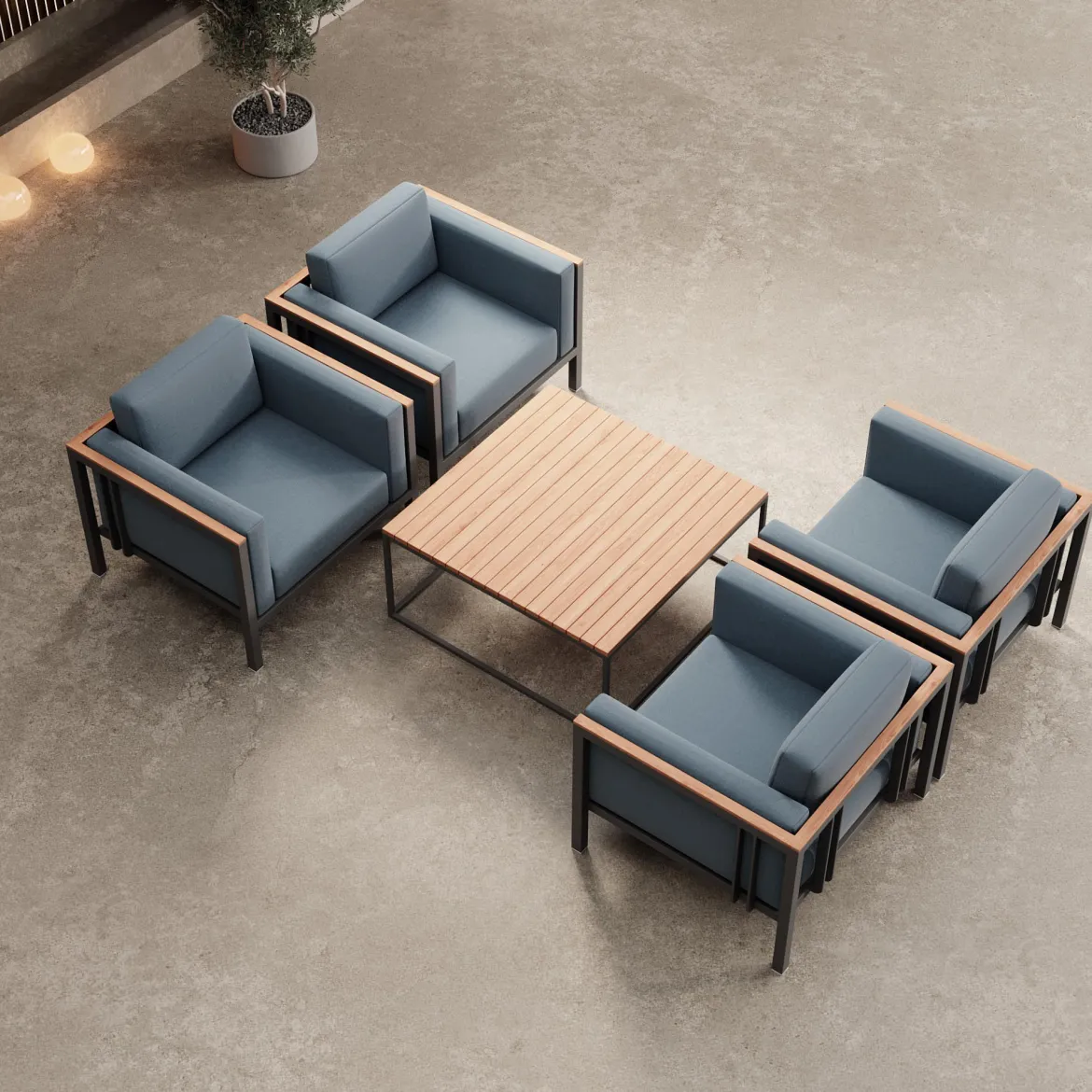 Euphoria – 4 Loungesessel & Tisch aus Aluminium | Aevora™ Kollektion
