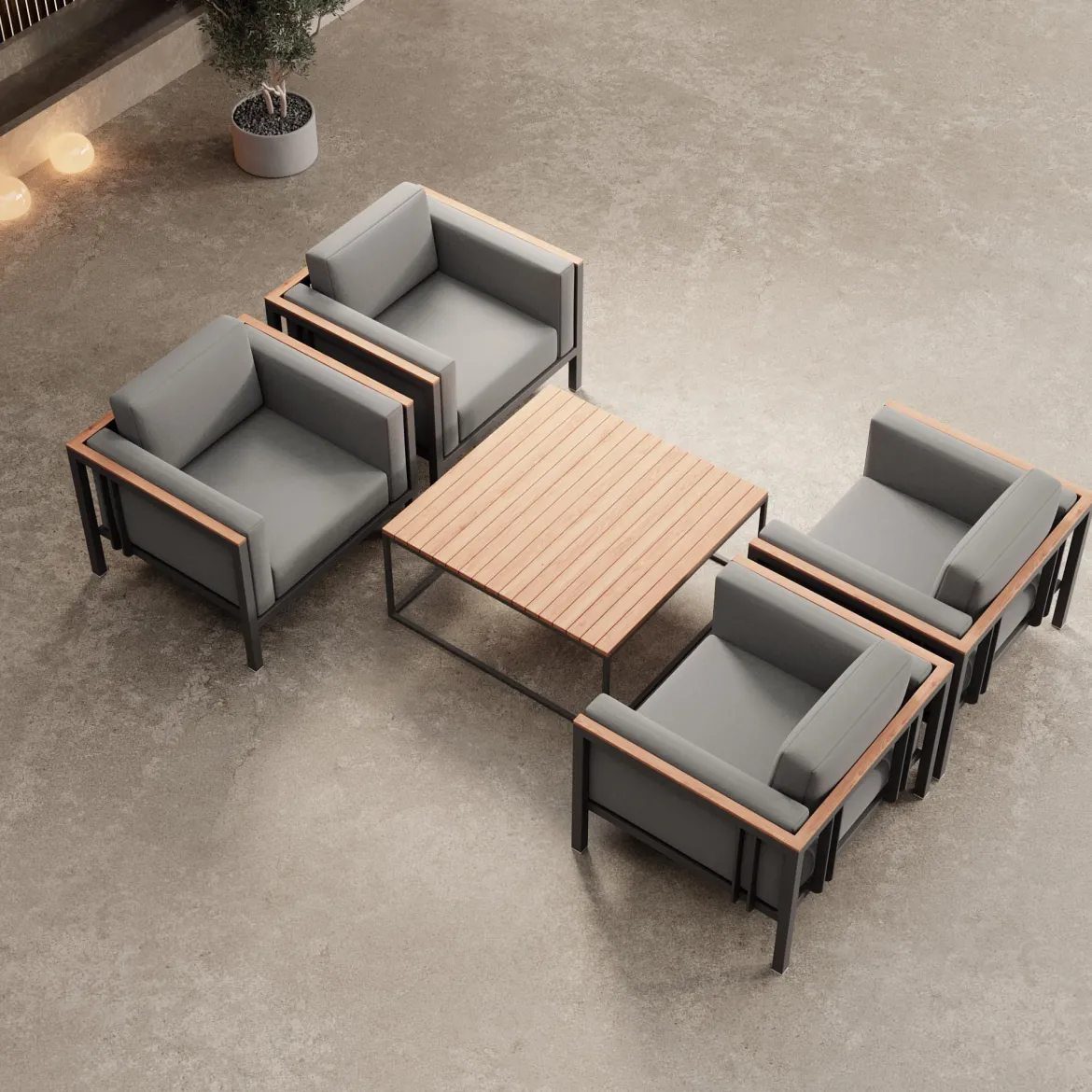 Euphoria – 4 Loungesessel & Tisch aus Aluminium | Aevora™ Kollektion