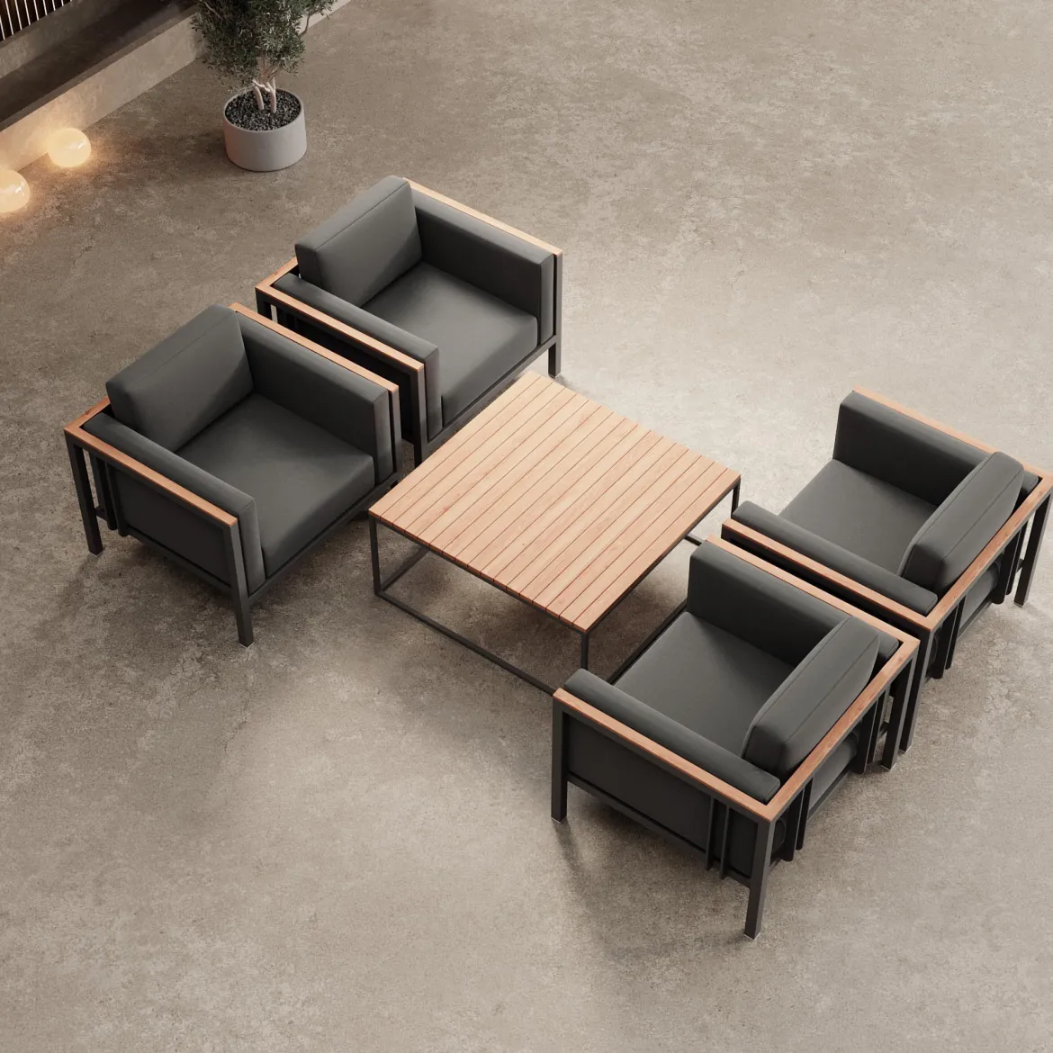 Euphoria – 4 Loungesessel & Tisch aus Aluminium | Aevora™ Kollektion