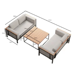 Euphoria – 2 Loungesofas & Tisch aus Aluminium | Aevora™ Kollektion