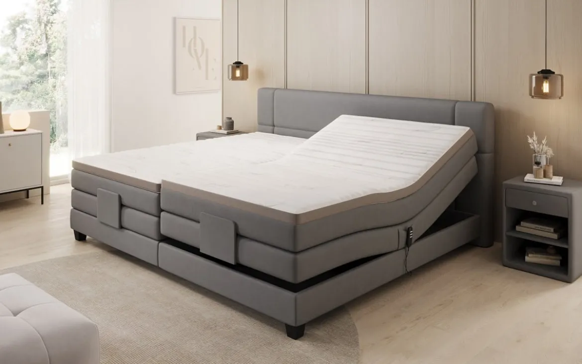 Familien Boxspringbett Noela 220/240x200 elektrisch verstellbar in Stoff
