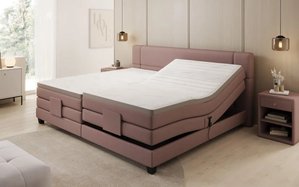 Familien Boxspringbett Noela 220/240x200 elektrisch verstellbar in Stoff