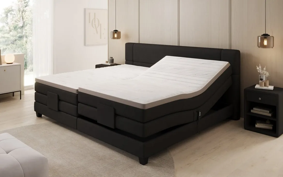 Familien Boxspringbett Noela 220/240x200 elektrisch verstellbar in Stoff