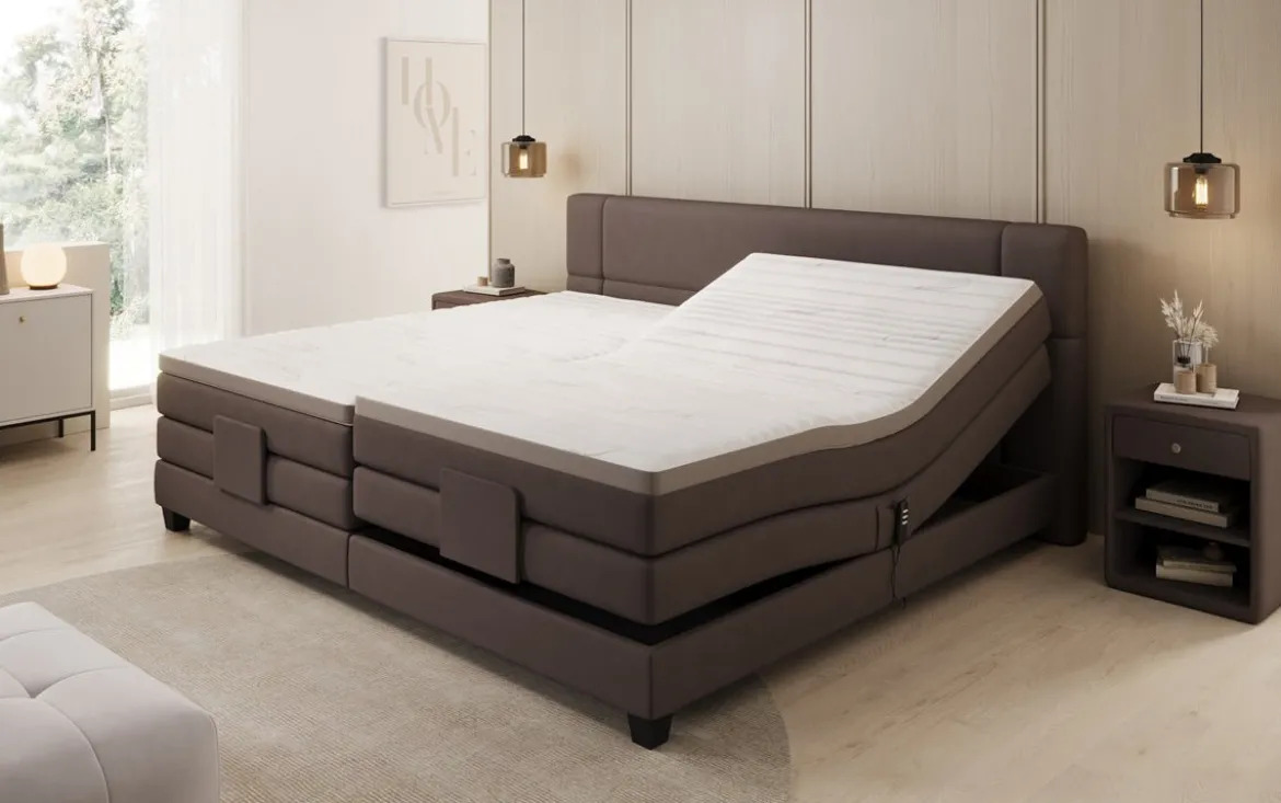 Familien Boxspringbett Noela 220/240x200 elektrisch verstellbar in Stoff