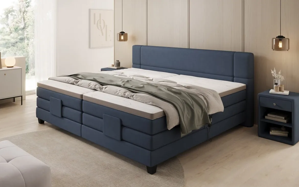 Familien Boxspringbett Noela 220/240x200 elektrisch verstellbar in Stoff