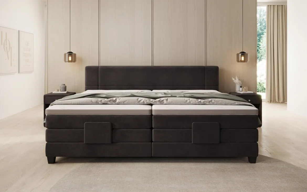 Familien Boxspringbett Noela 220/240x200 elektrisch verstellbar in Samt