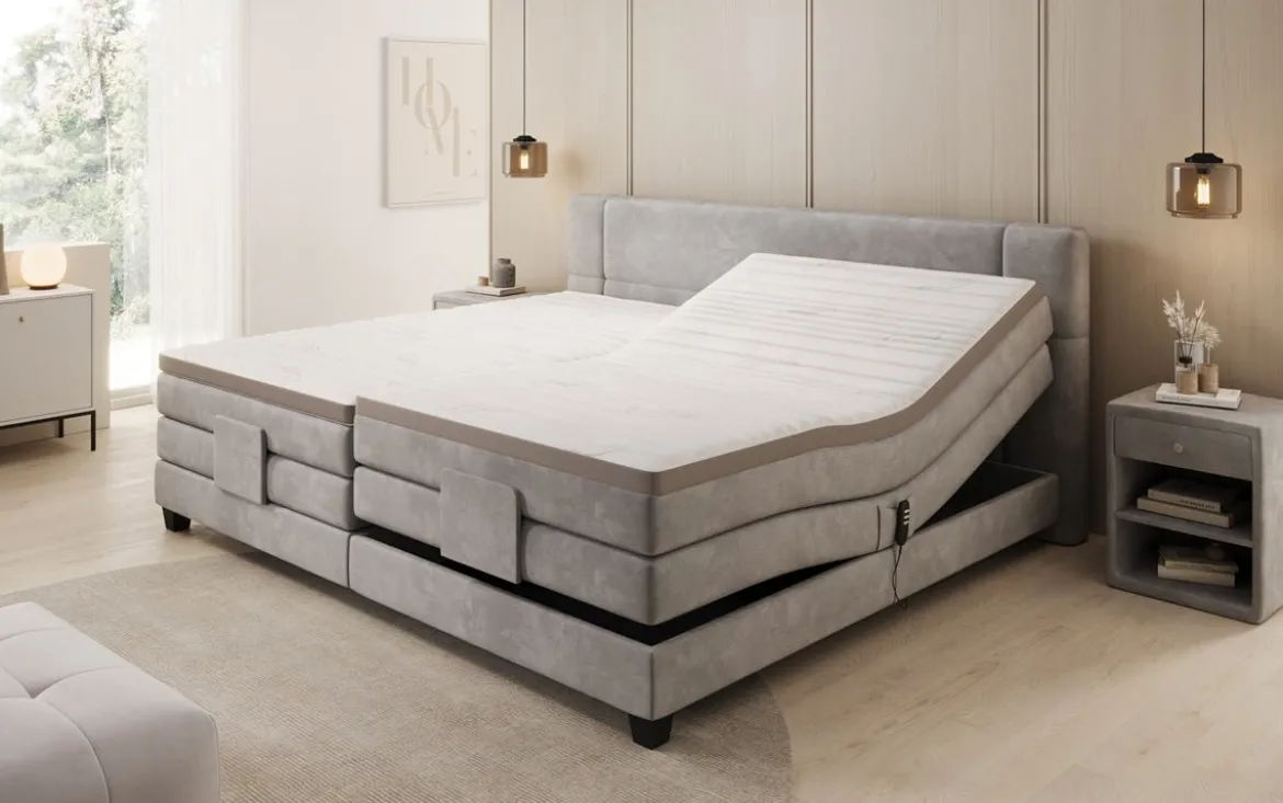 Familien Boxspringbett Noela 220/240x200 elektrisch verstellbar in Samt