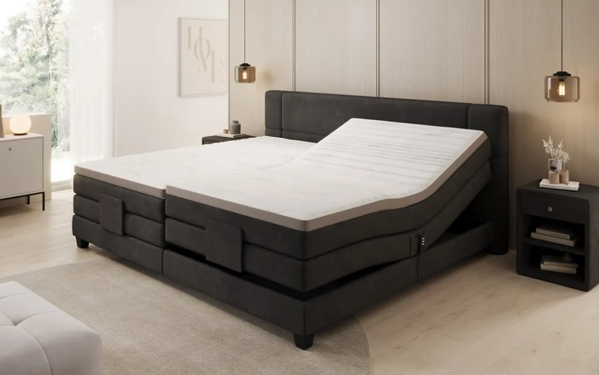Familien Boxspringbett Noela 220/240x200 elektrisch verstellbar in Samt