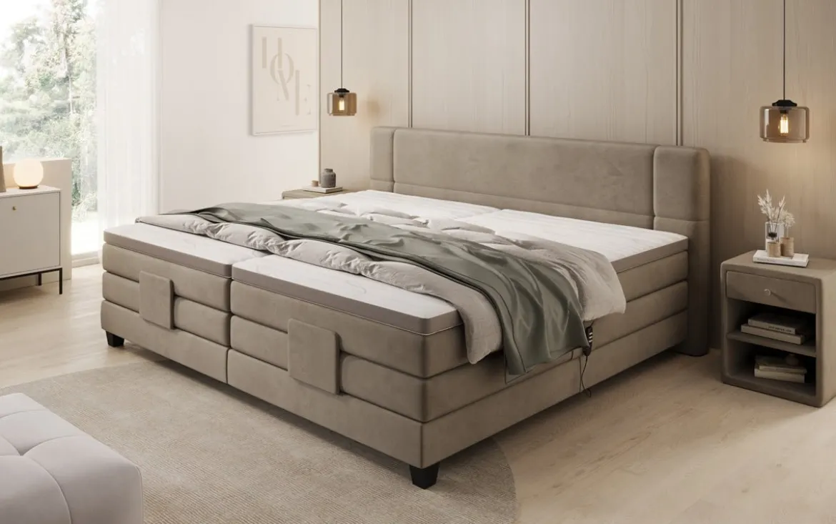 Familien Boxspringbett Noela 220/240x200 elektrisch verstellbar in Samt