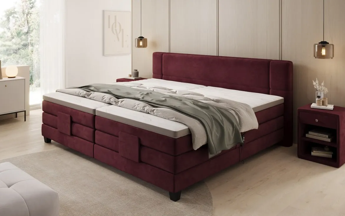 Familien Boxspringbett Noela 220/240x200 elektrisch verstellbar in Samt