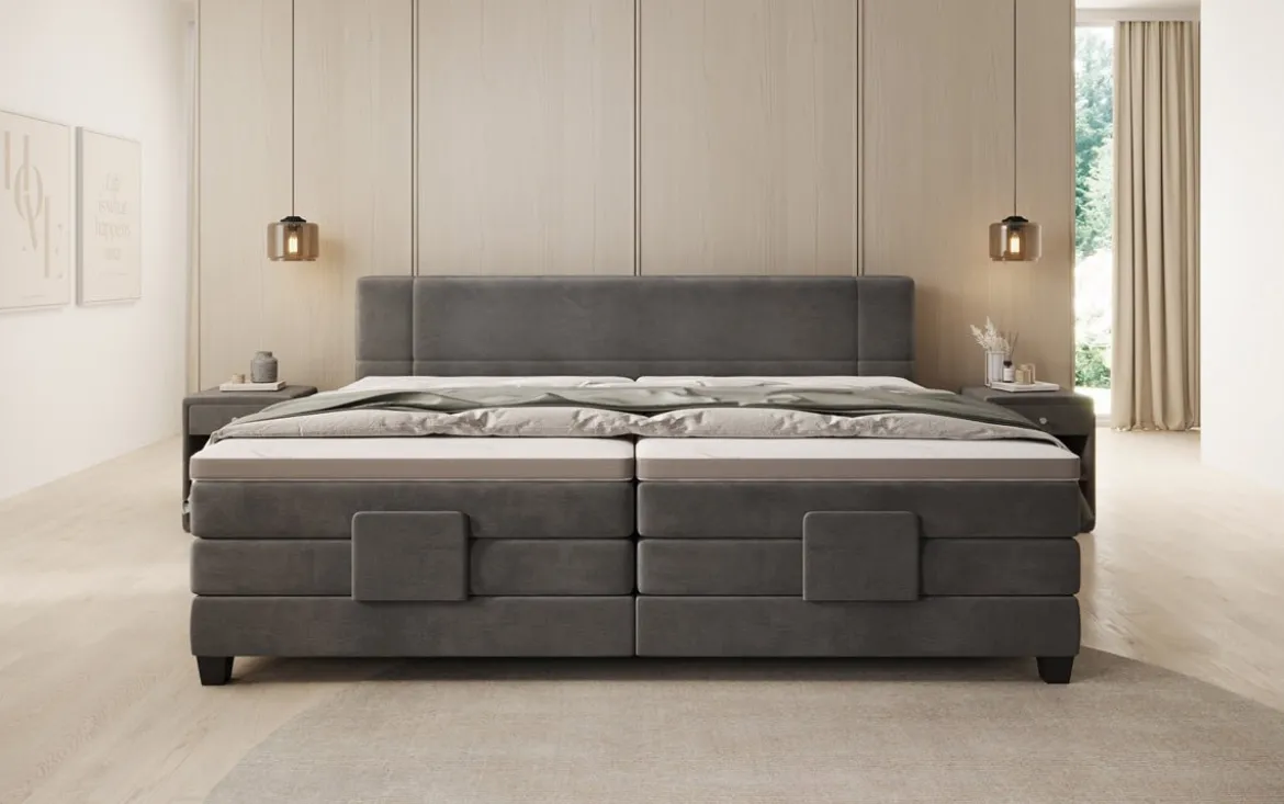 Familien Boxspringbett Noela 220/240x200 elektrisch verstellbar in Samt