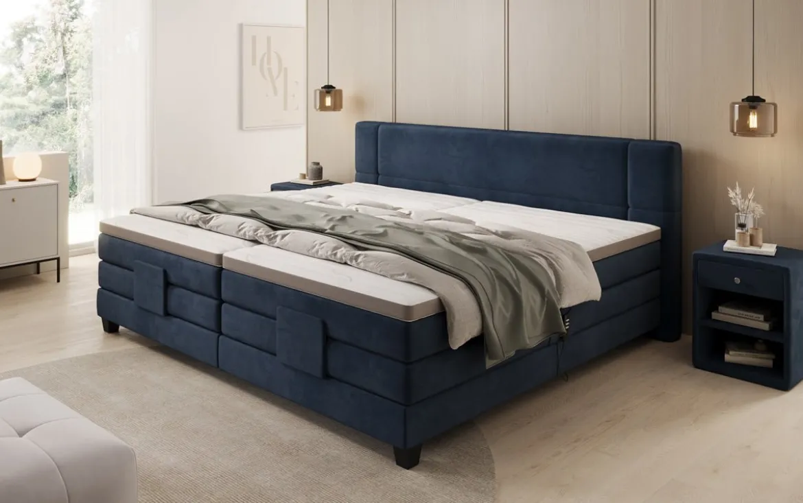 Familien Boxspringbett Noela 220/240x200 elektrisch verstellbar in Samt