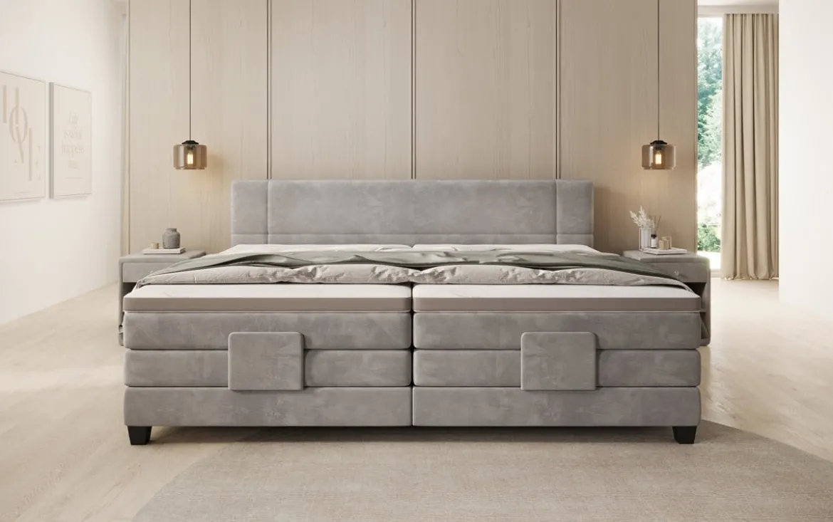 Familien Boxspringbett Noela 220/240x200 elektrisch verstellbar in Samt