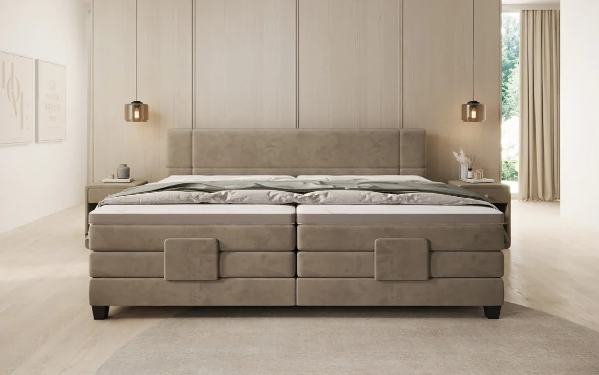 Familien Boxspringbett Noela 220/240x200 elektrisch verstellbar in Samt