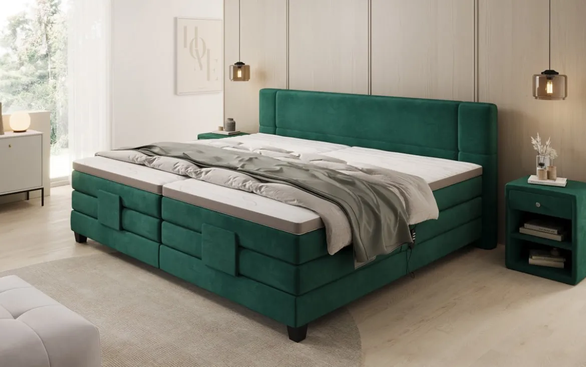 Familien Boxspringbett Noela 220/240x200 elektrisch verstellbar in Samt