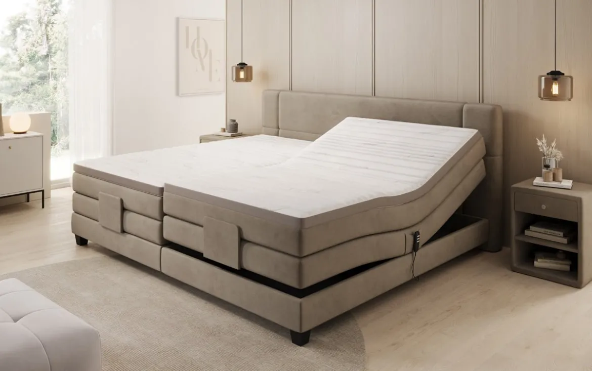 Familien Boxspringbett Noela 220/240x200 elektrisch verstellbar in Samt