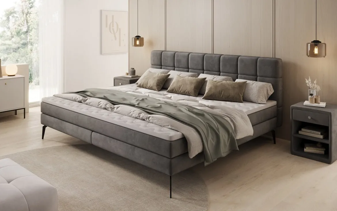 Familien Boxspringbett Savona – 220/240x200 in Samt
