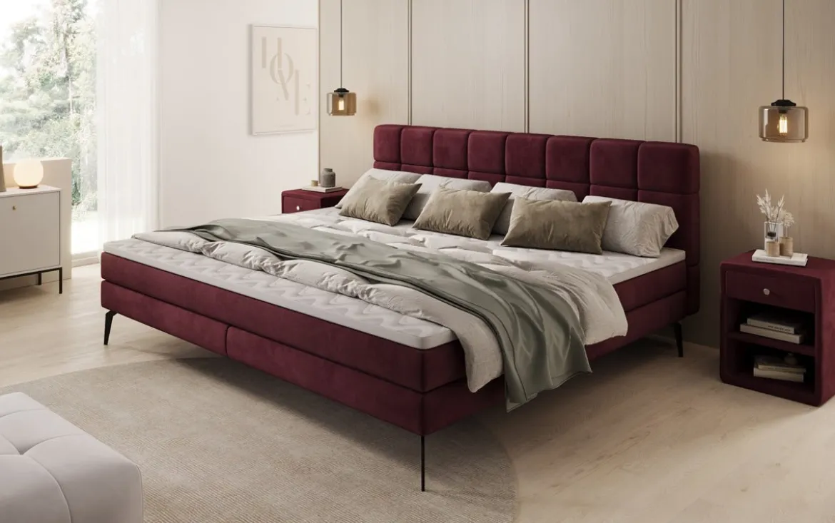 Familien Boxspringbett Savona – 220/240x200 in Samt