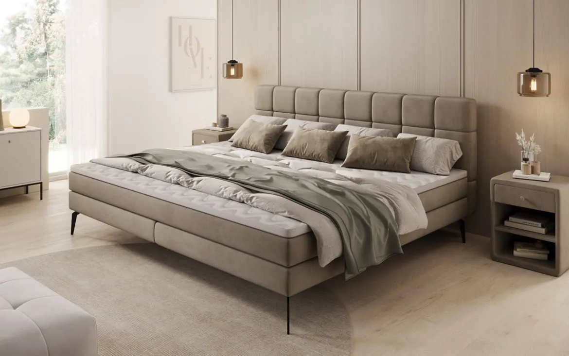 Familien Boxspringbett Savona – 220/240x200 in Samt