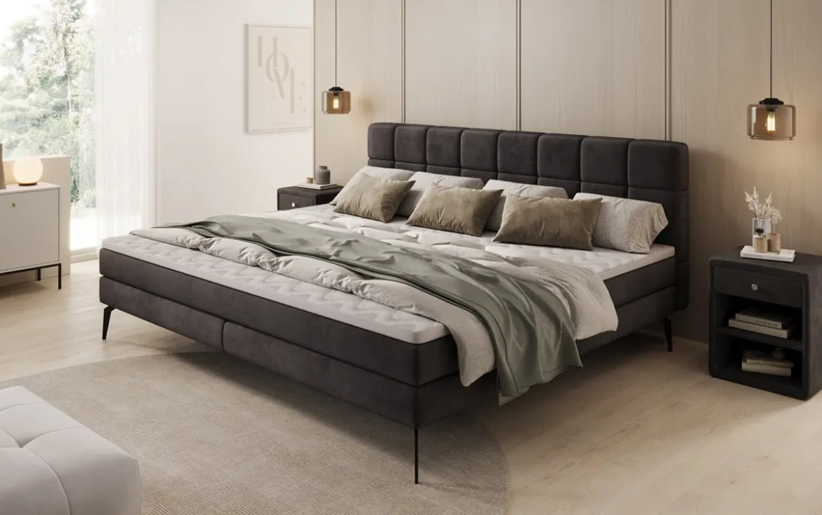 Familien Boxspringbett Savona – 220/240x200 in Samt