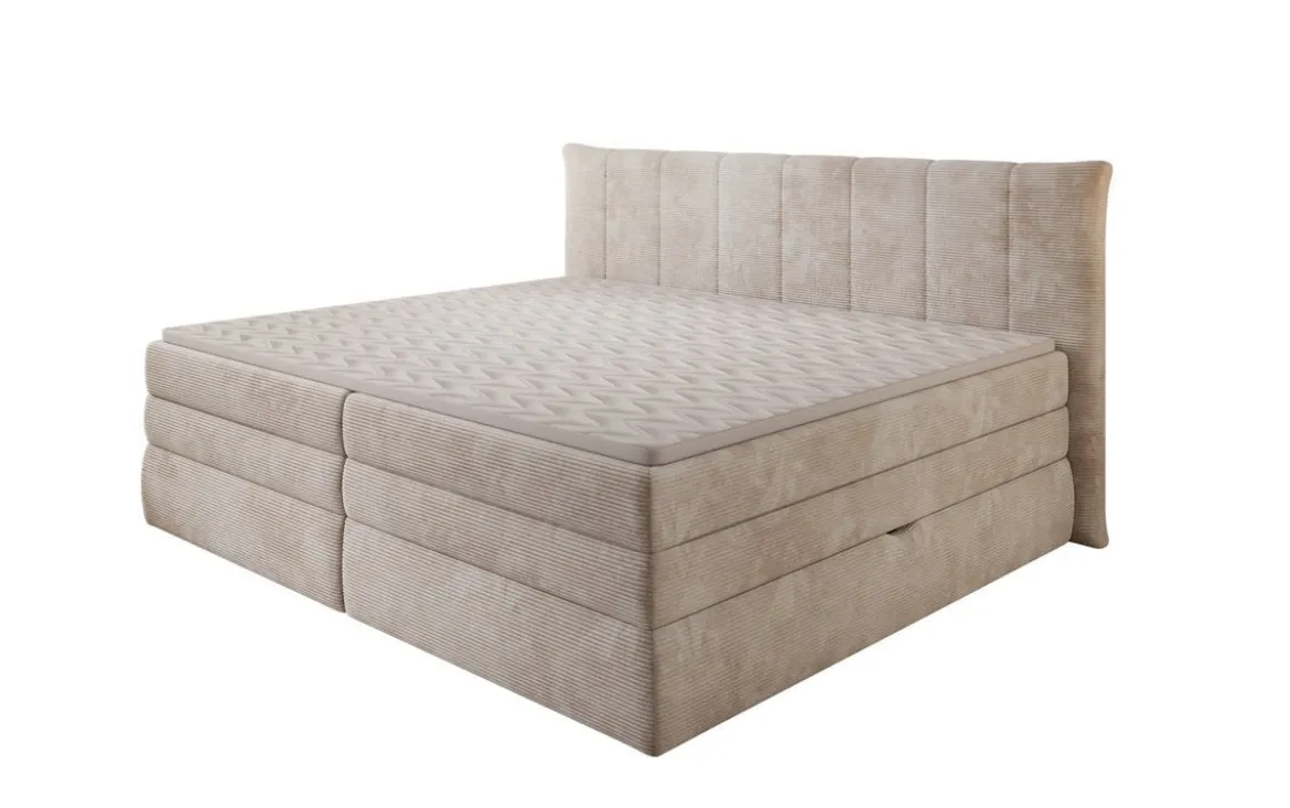 Familien Boxspringbett Stella in 220/240x200 mit Stauraum in Cord