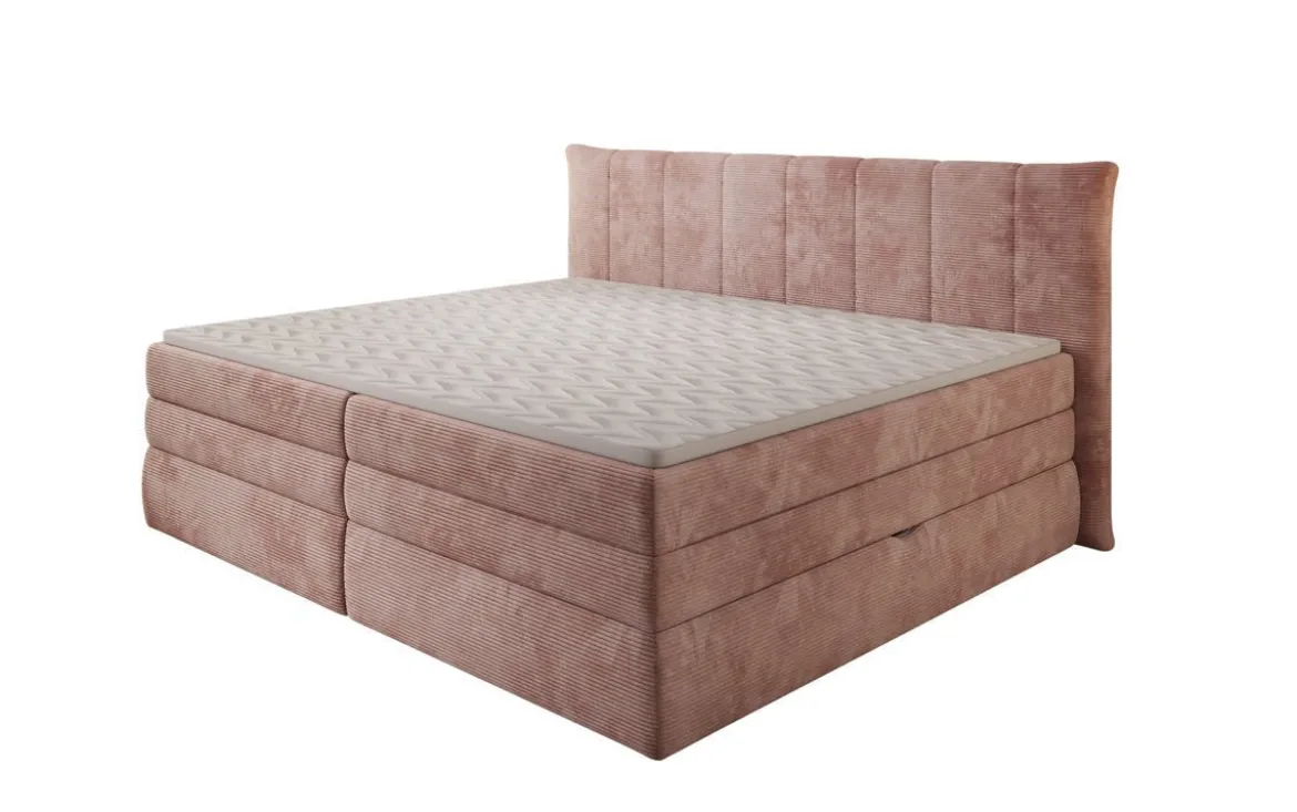 Familien Boxspringbett Stella in 220/240x200 mit Stauraum in Cord